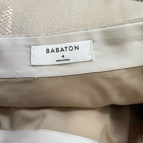 Babaton Faux Leather Snake Skin MINI Skirt Beige Size 4 - Picture 3 of 7